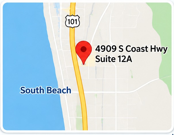 Map showing Quick Computer Services in South Beach, Oregon
